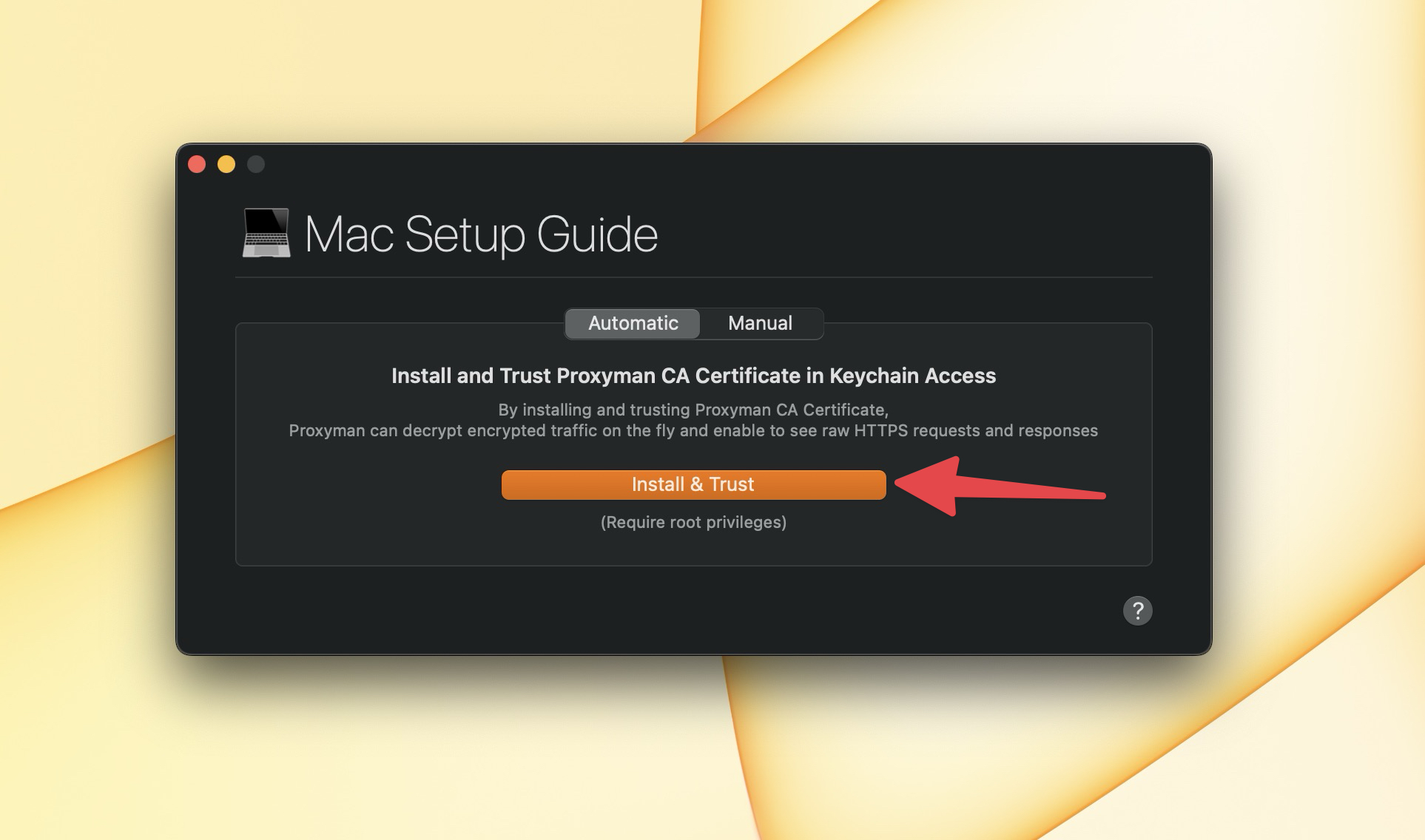 Install Proxyman certificate to your macOS or Windows Devices