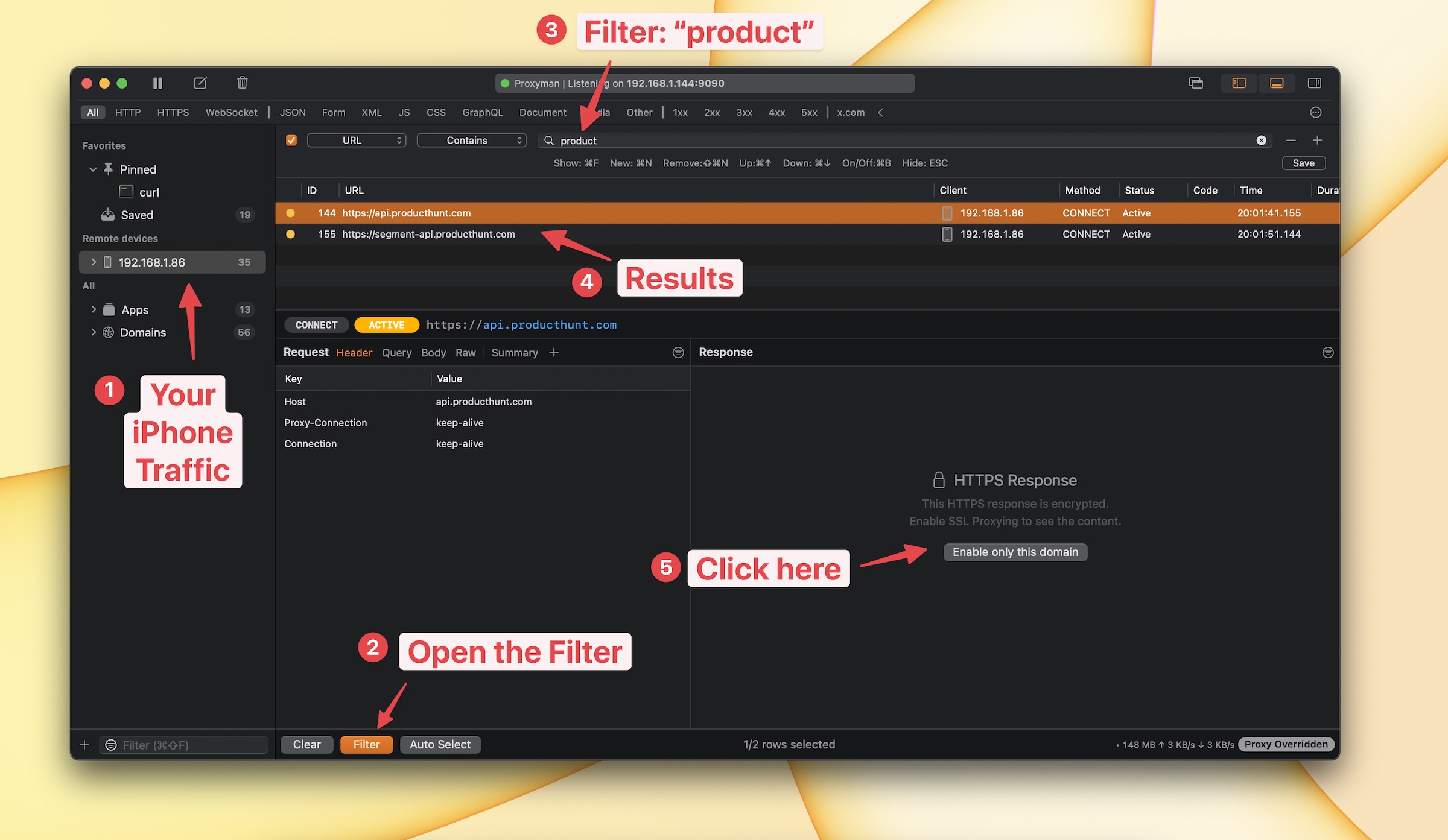 Capture HTTPS from Product Hunt app