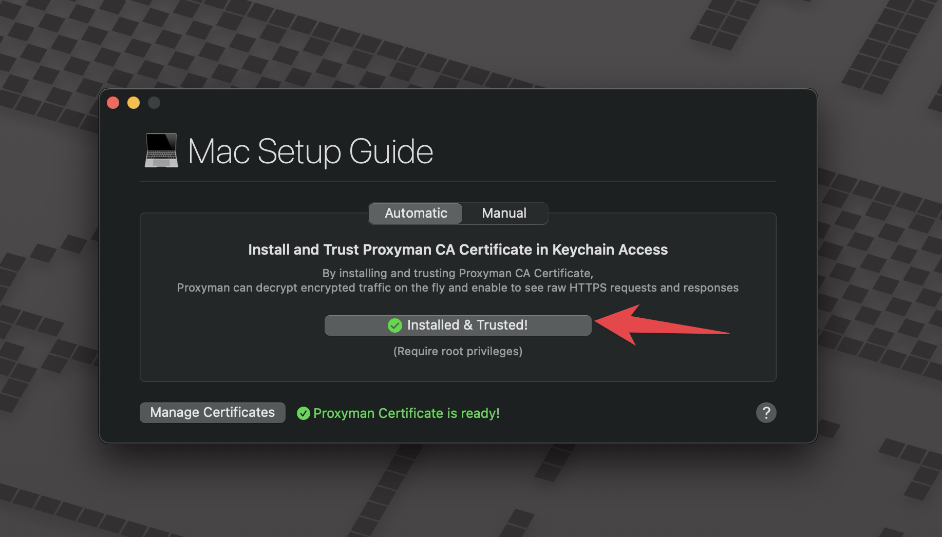 Install Proxyman certificate to macOS