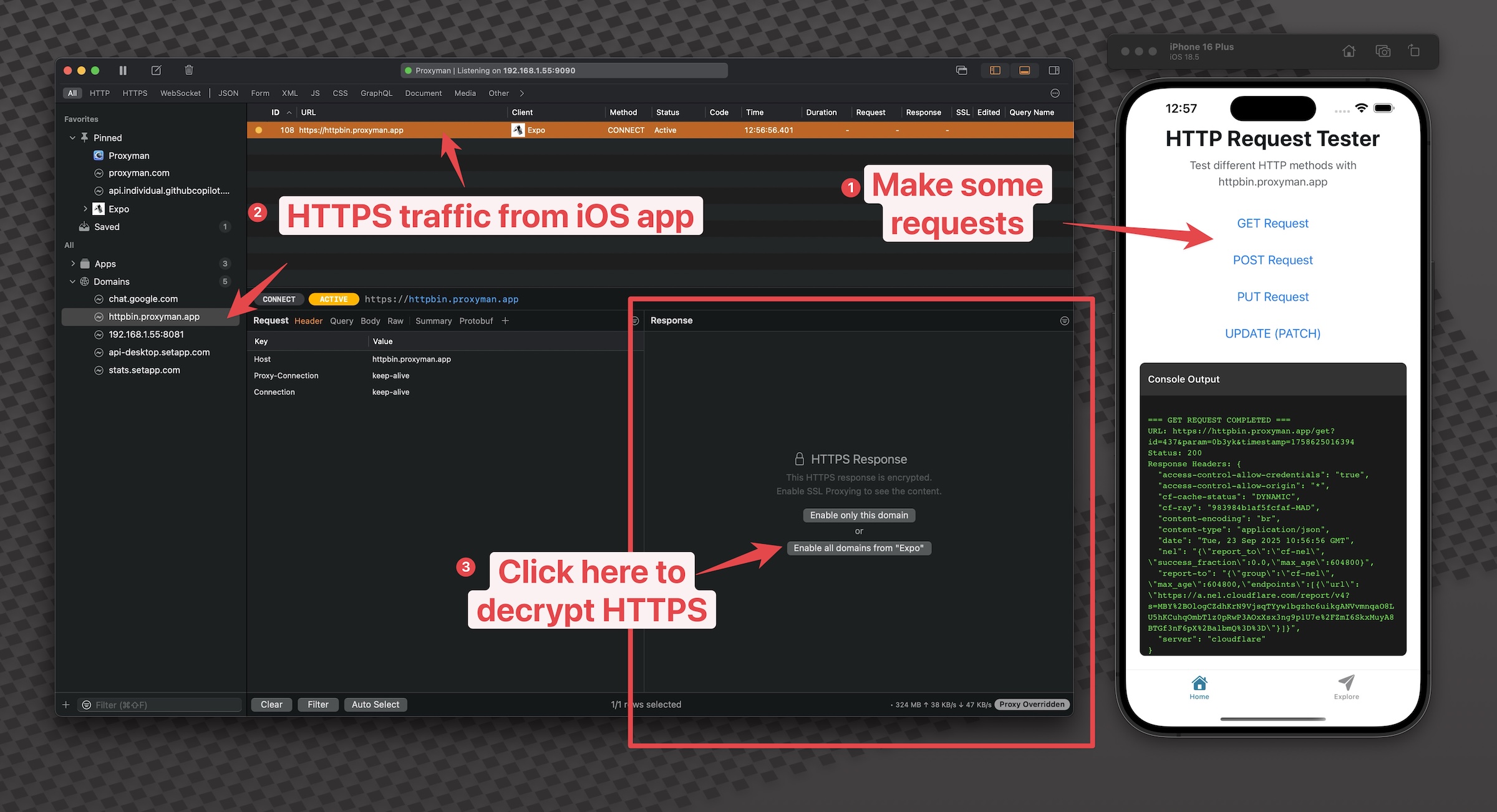 Start capturing the HTTPS traffic