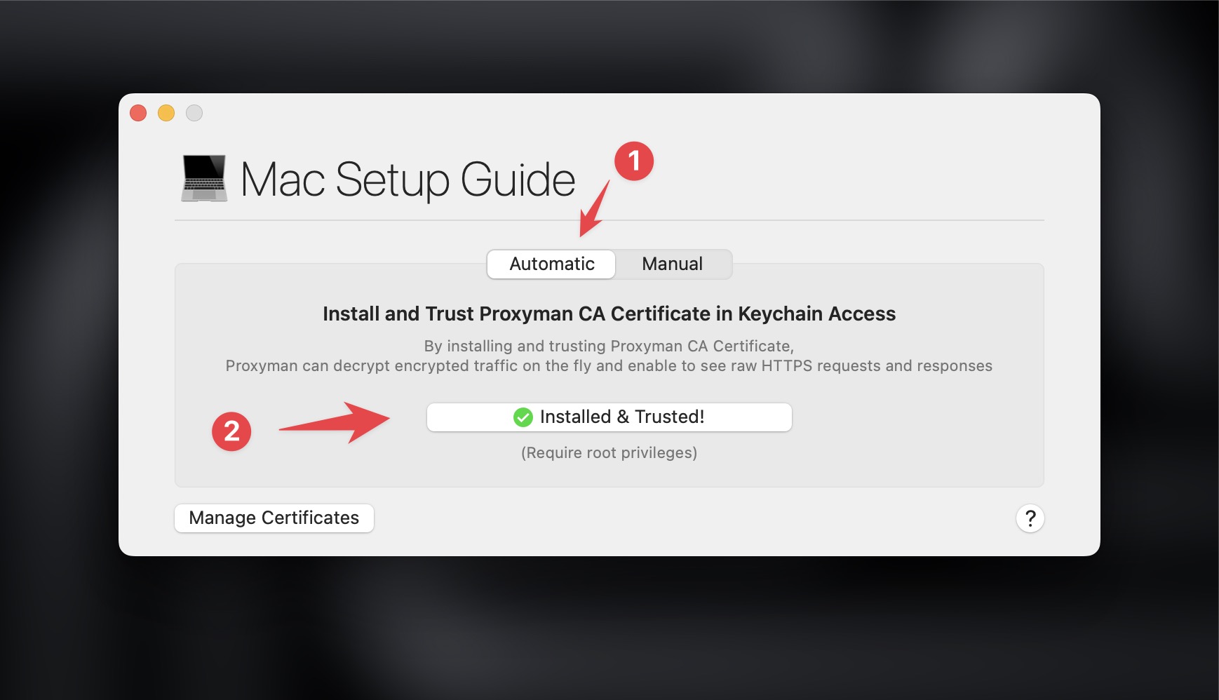 Install Proxyman certificate to macOS