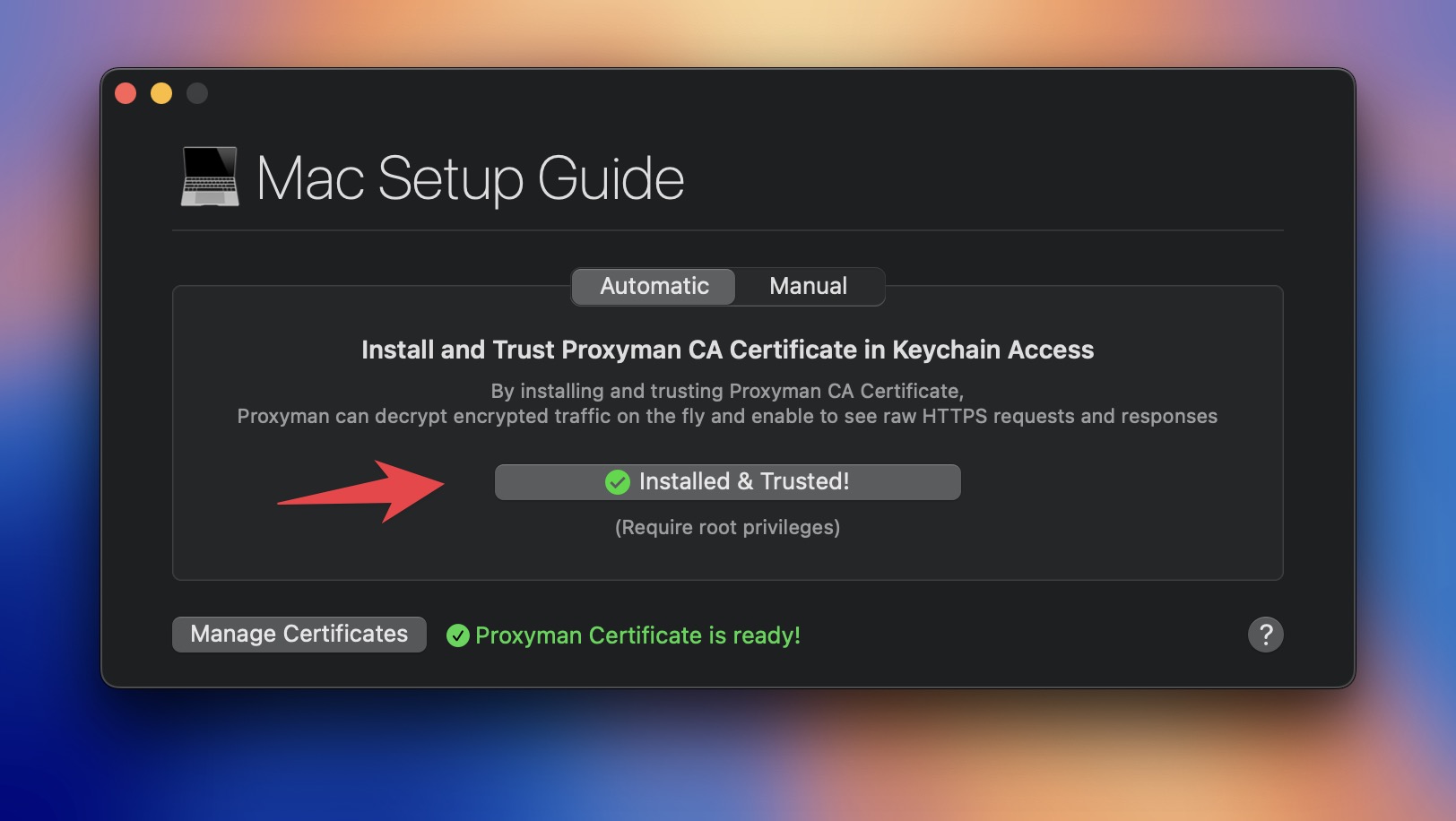 Install Proxyman certificate