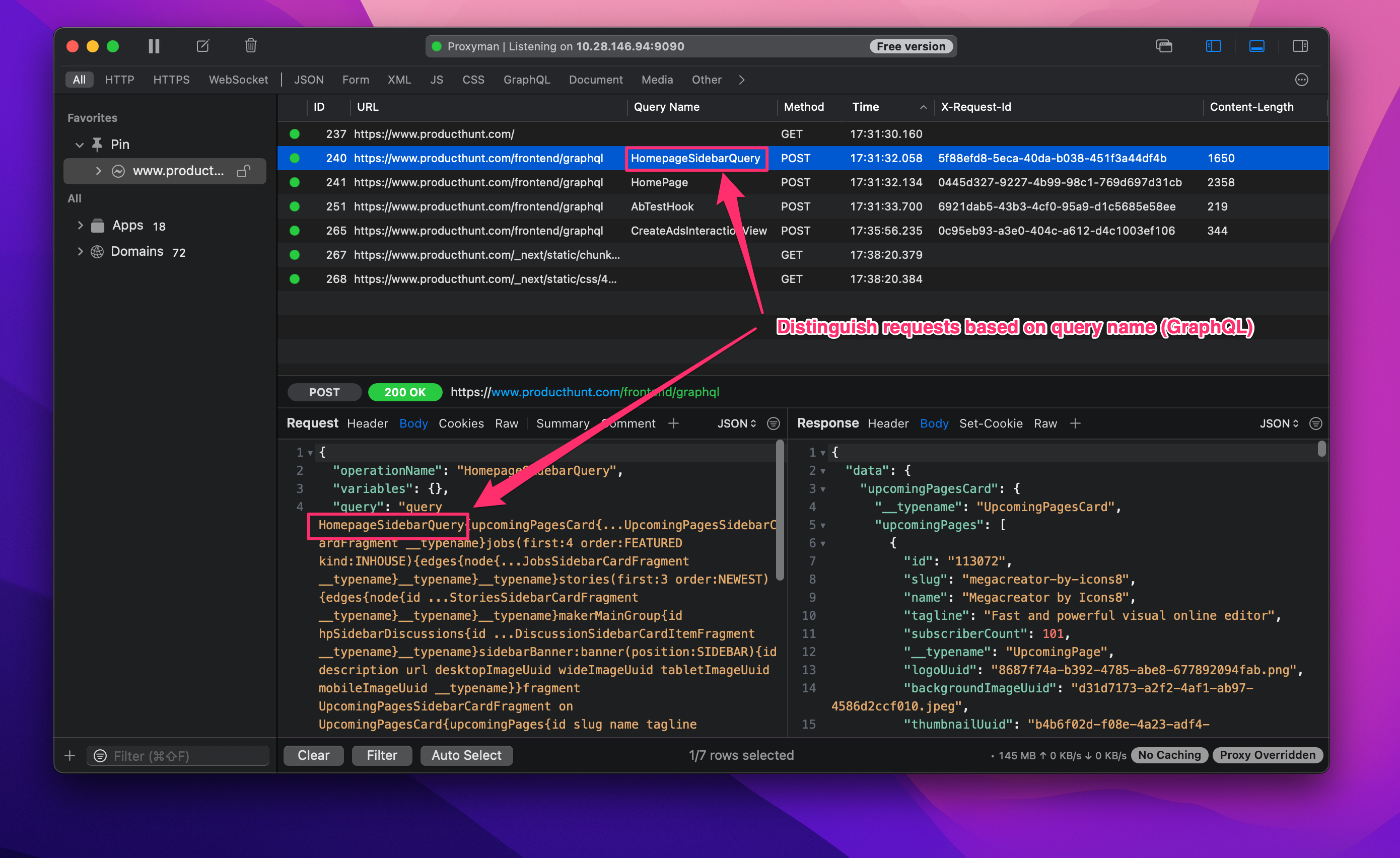 Distinguish reuests based on query name