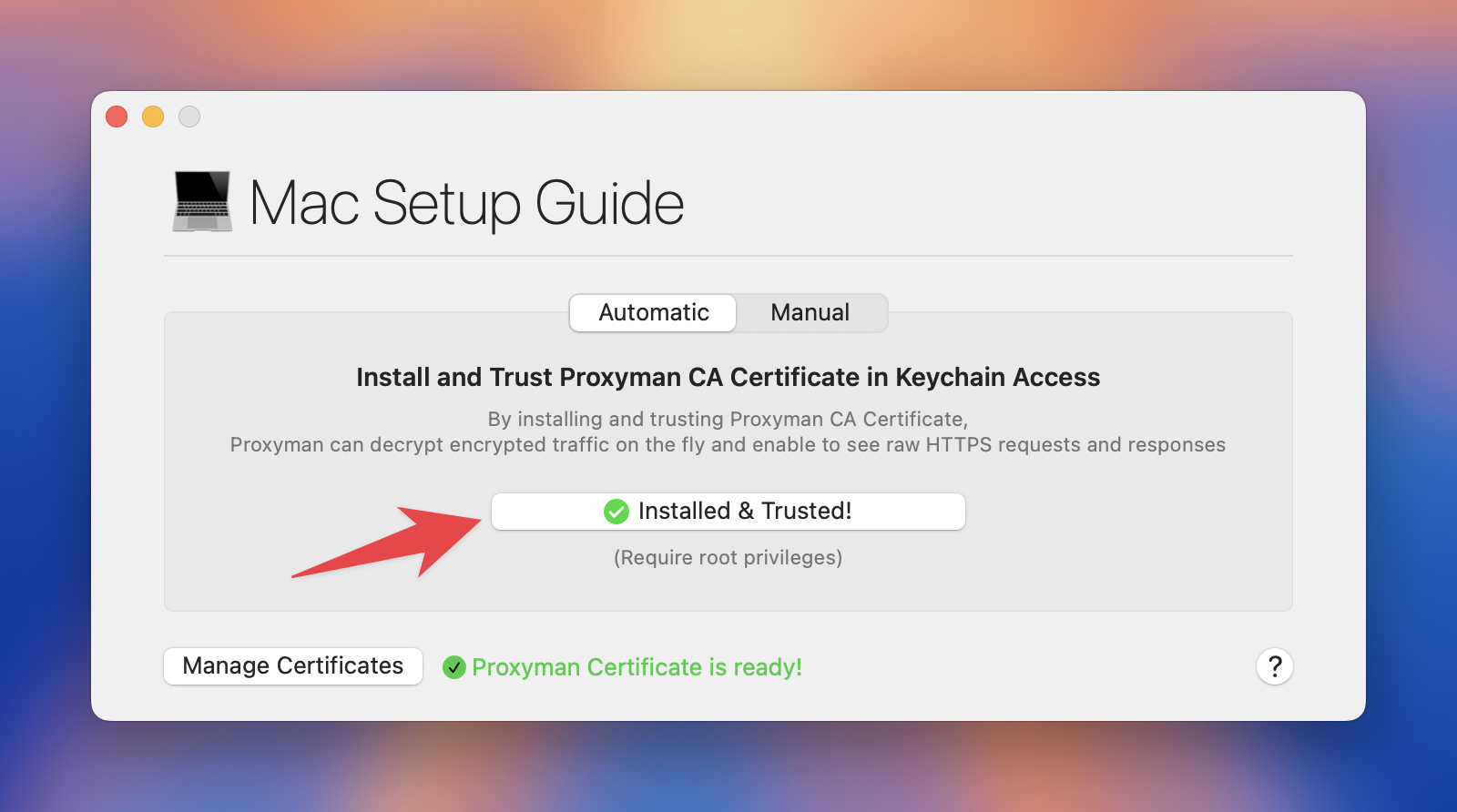 Install Proxyman certificate