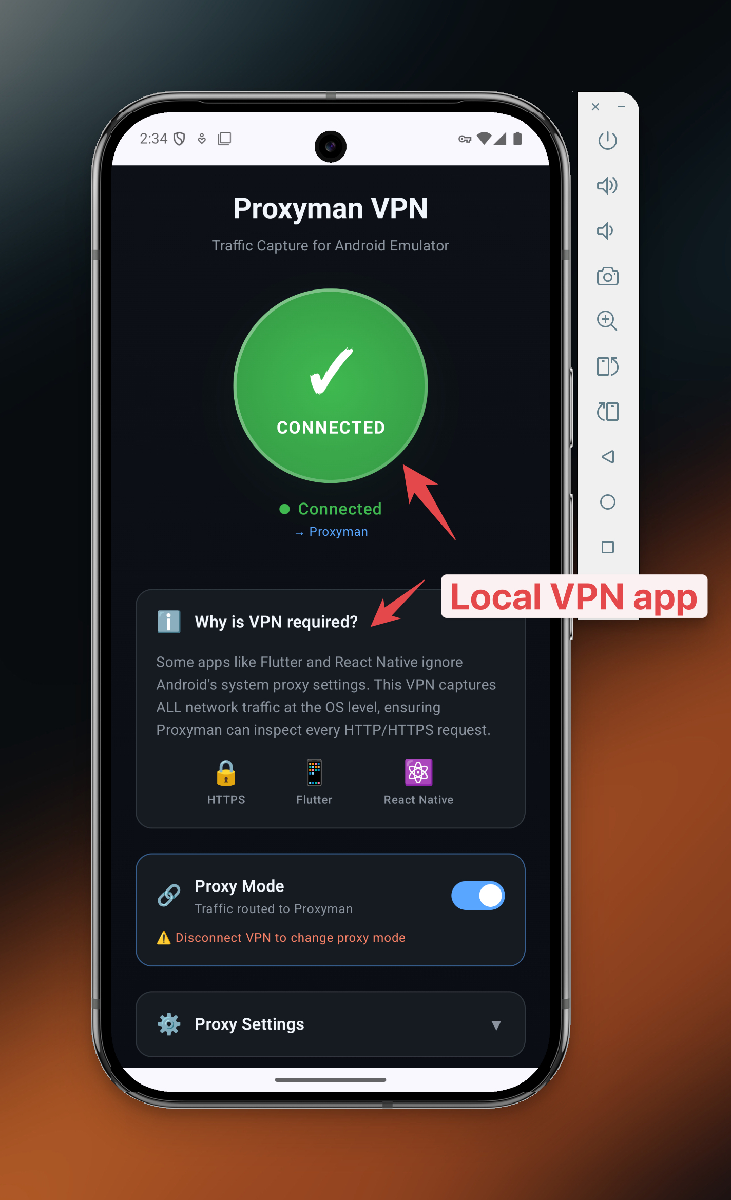 Proxyman automatic setup for Android Emulator