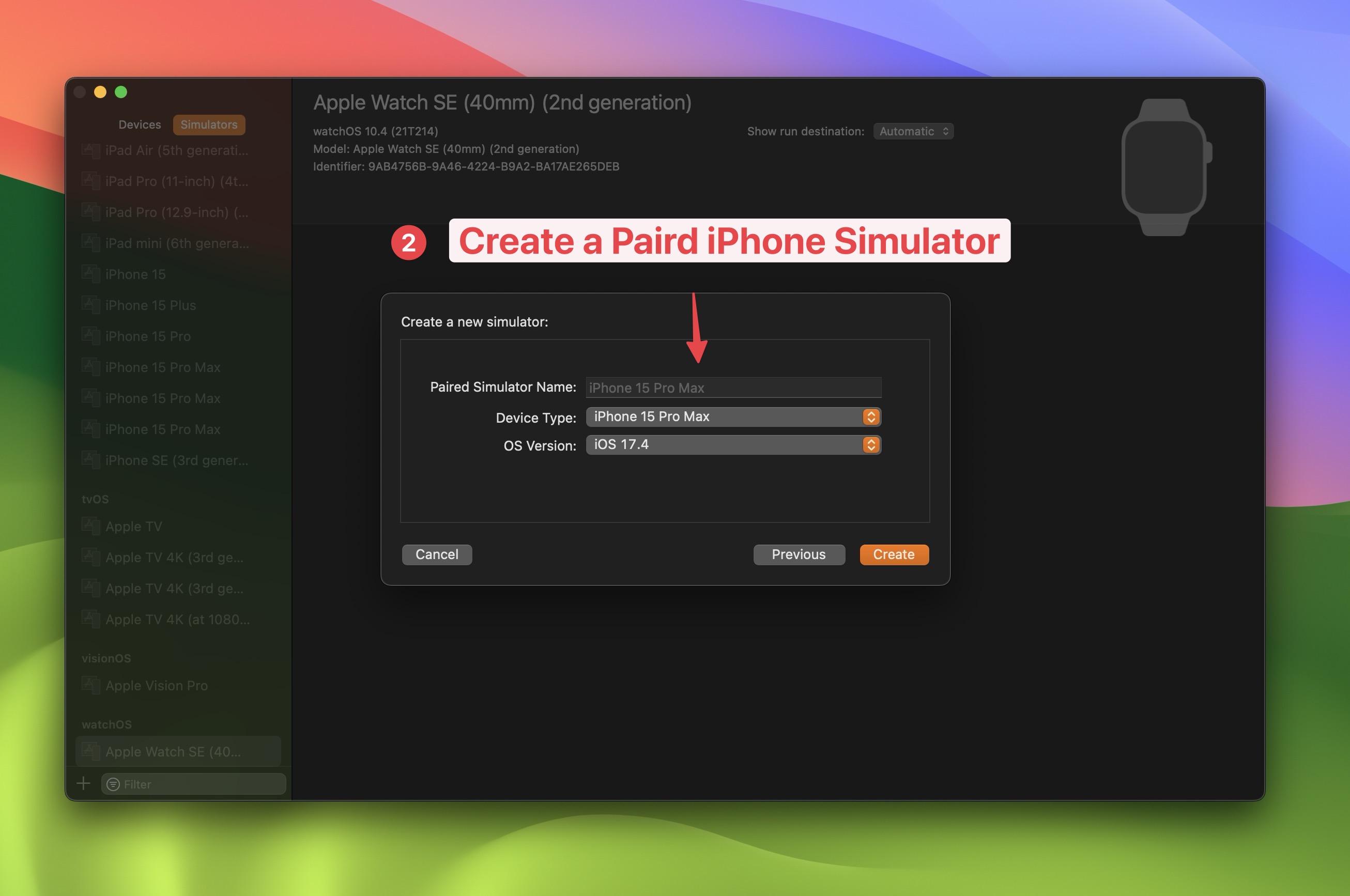 Create a paired iOS Simulator