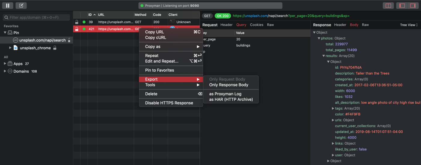 Share HTTPS request/response with HAR file