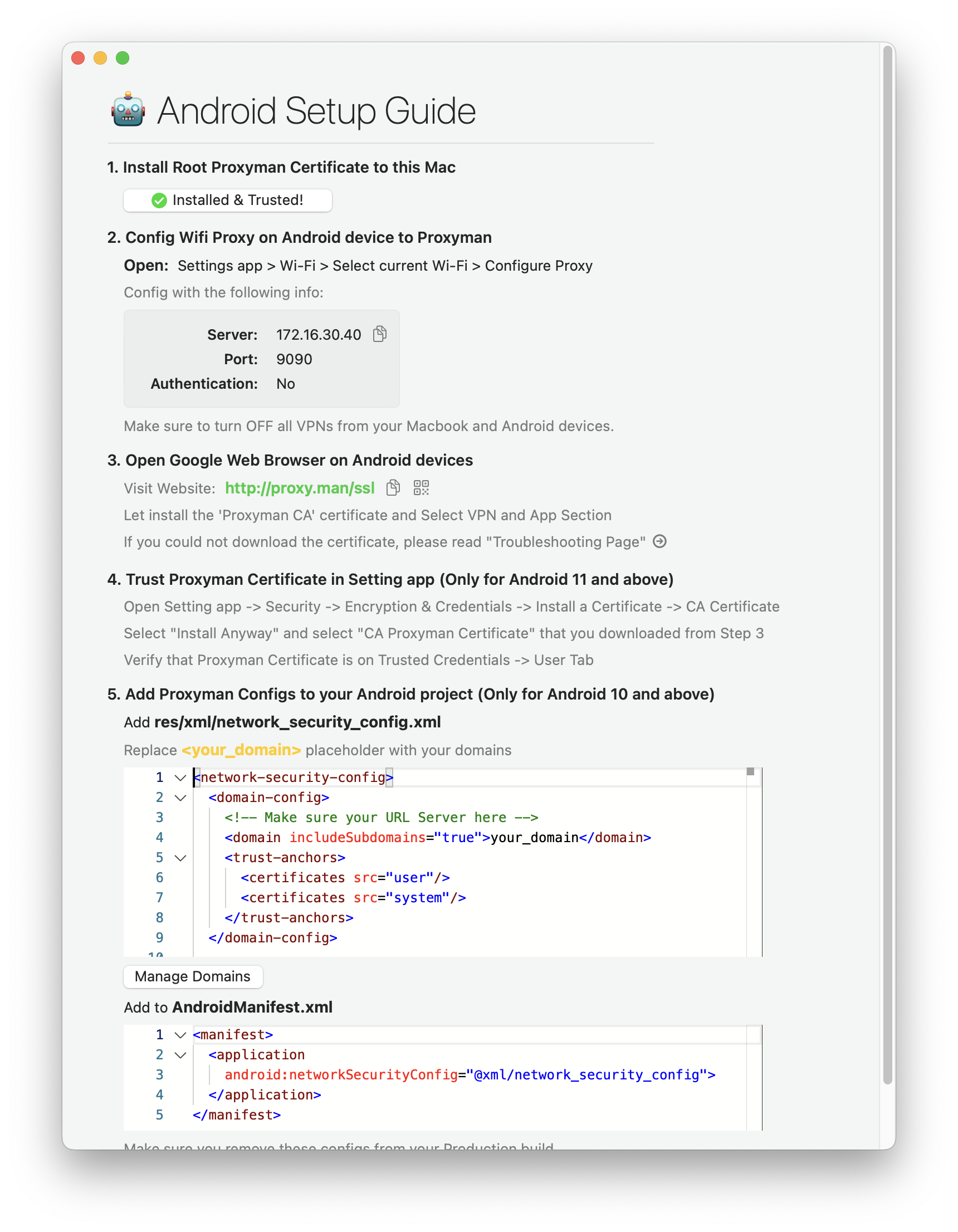 Inspect HTTP Traffic from Android Emulators