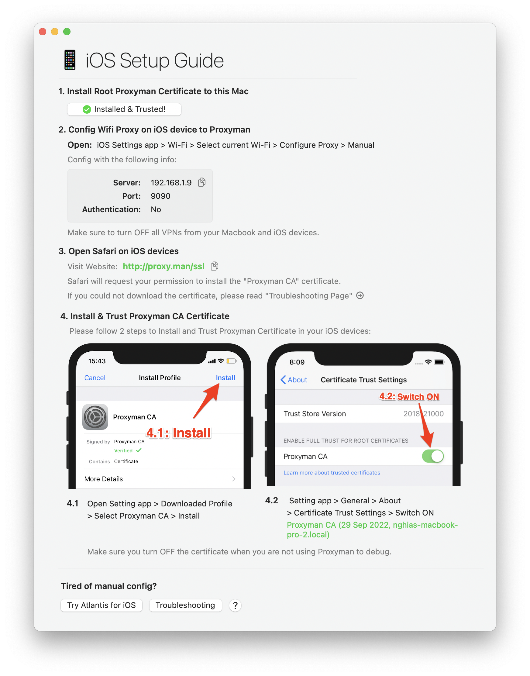 Proxyman capture http and https traffic with iOS and Android devices